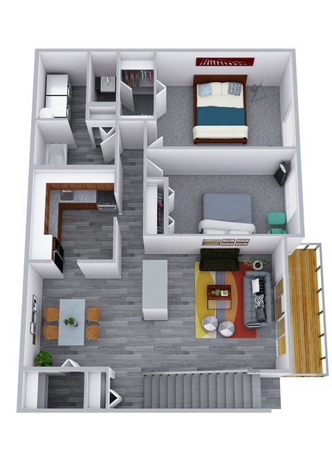 Floor plan for 2 beds, 1 bath